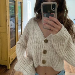 cropped knit cardigan